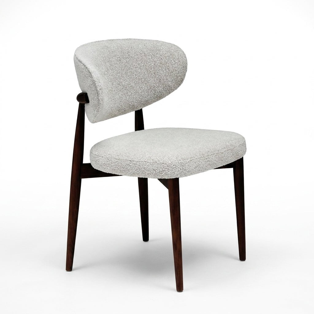 Chaise ou tabouret Nora | Tissu ivoire | Pieds fini noyer foncé