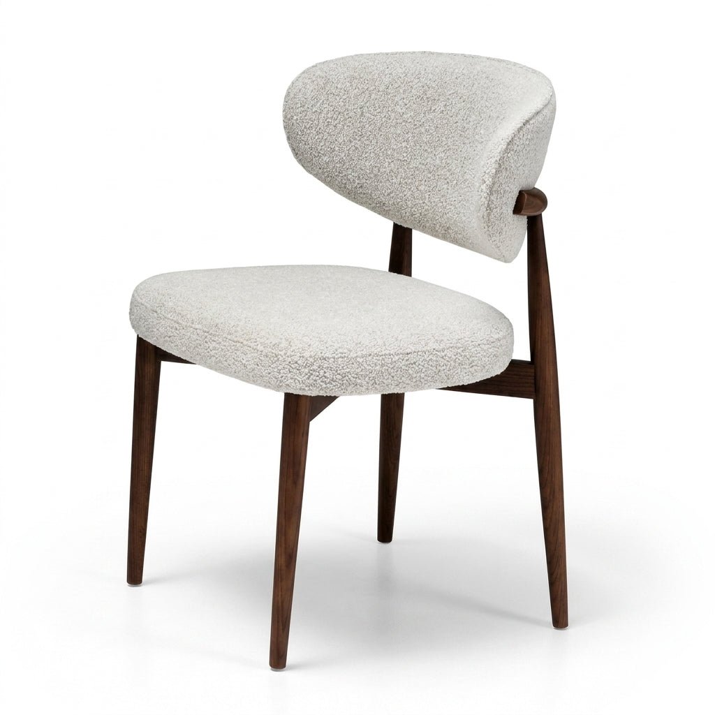 Chaise ou tabouret Nora | Tissu ivoire | Pieds fini noyer foncé