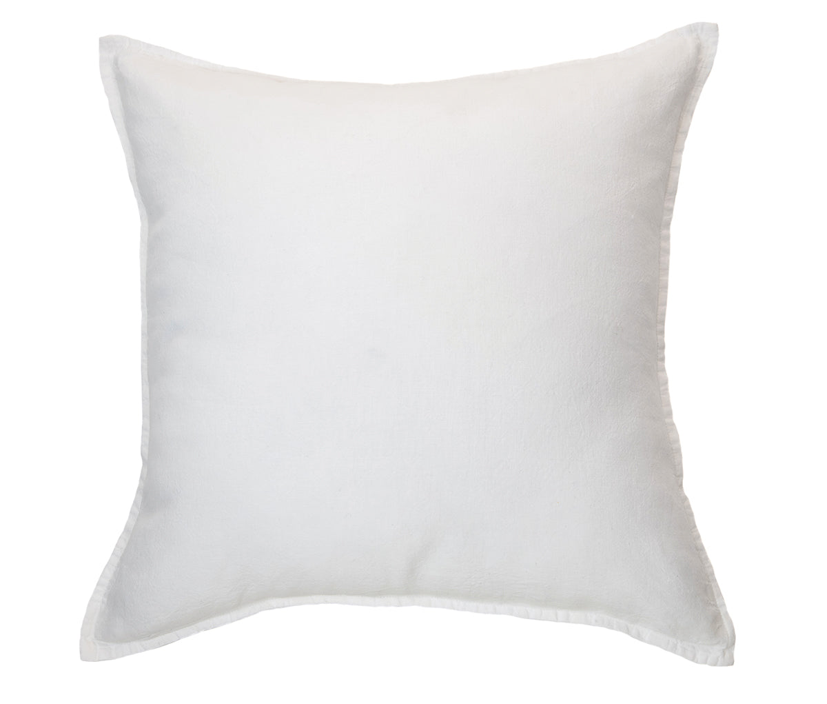Oreiller européen en lin blanc lavé à la pierre 25 x 25 pouces sur fond blanc