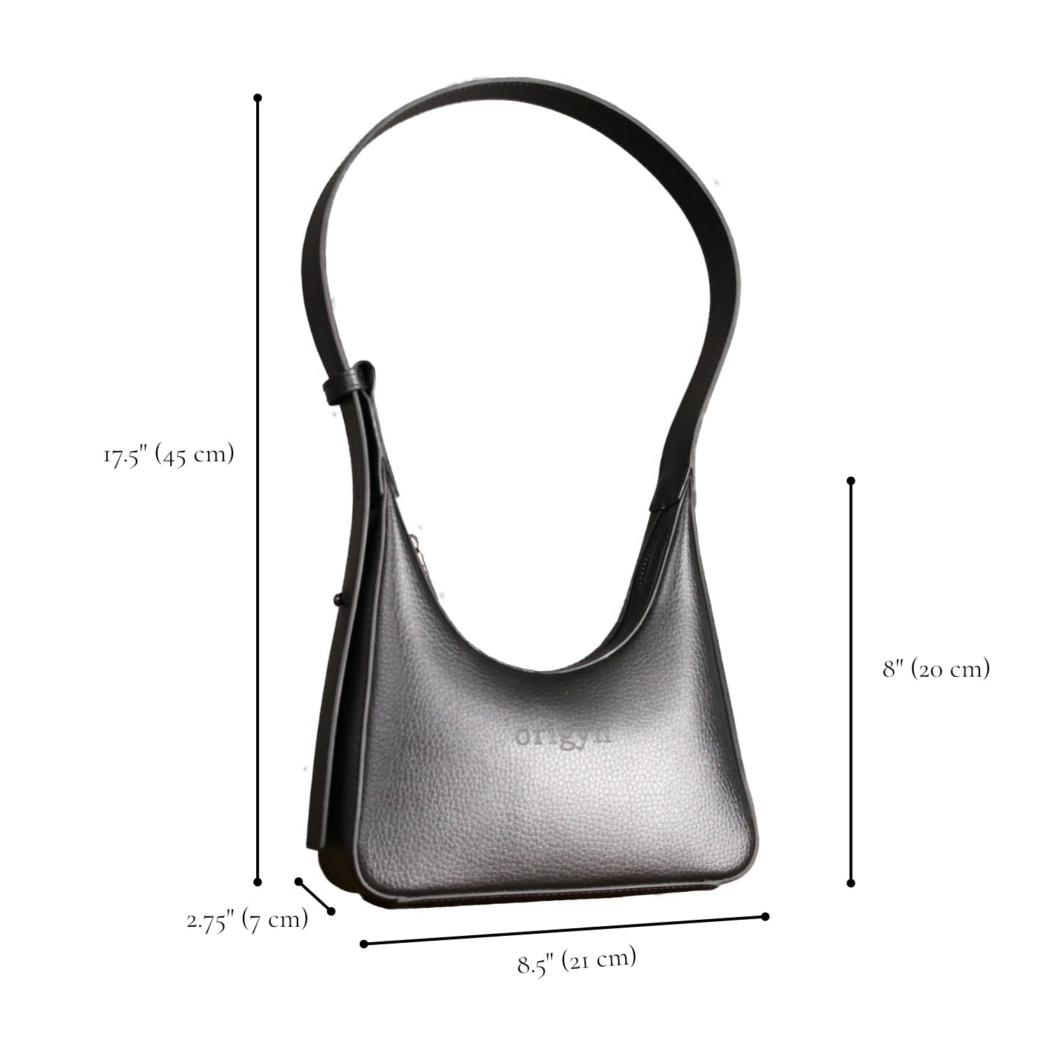 Origyn 01 | Sac à Bandoulière en Cuir Végétal Vegan | Fabriqué avec MIRUM® sans Plastique - Les Trouvailles de JustineHandbagOrigynNoir