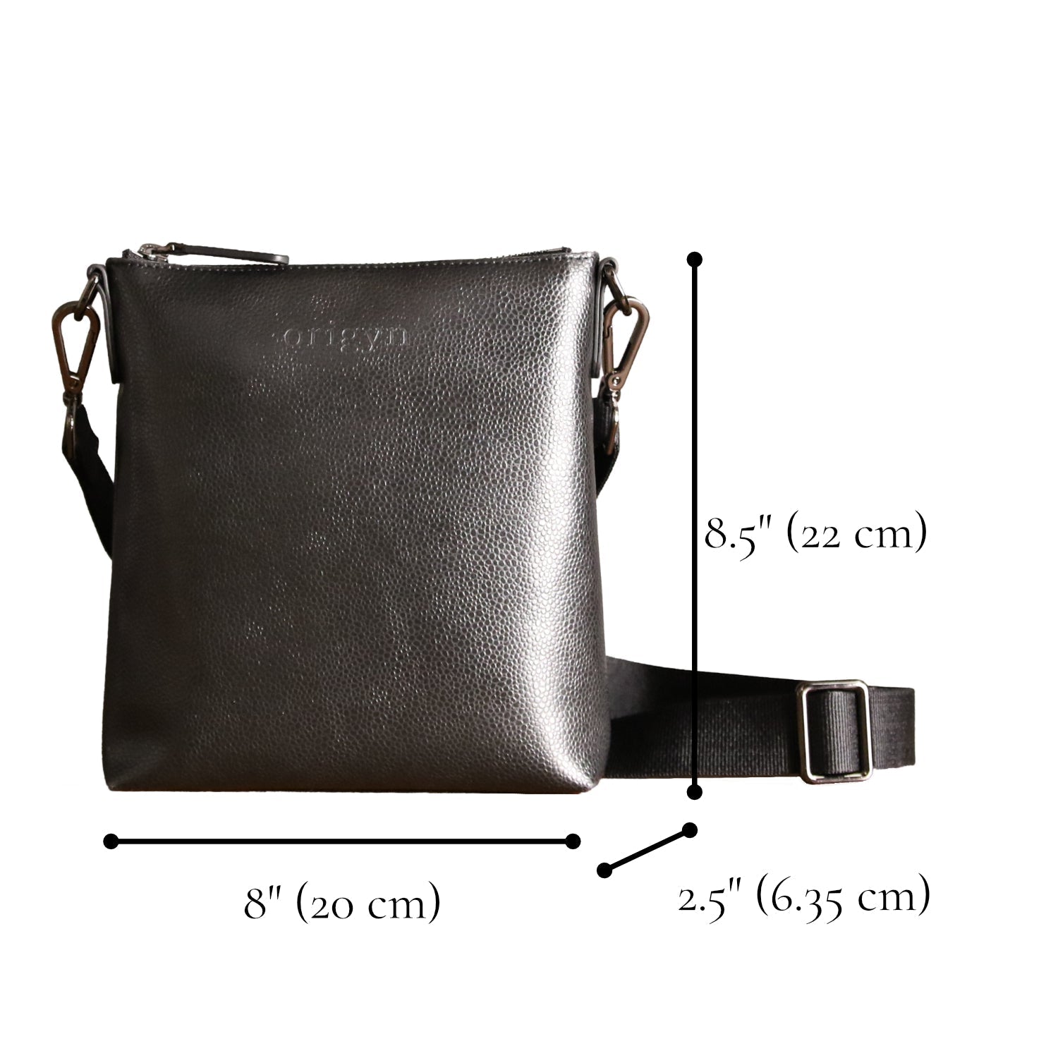 Origyn 04 | Sac à Main Zippé en Cuir Végétal Vegan | Fabriqué avec MIRUM® sans Plastique - Les Trouvailles de JustineHandbagOrigynNoir