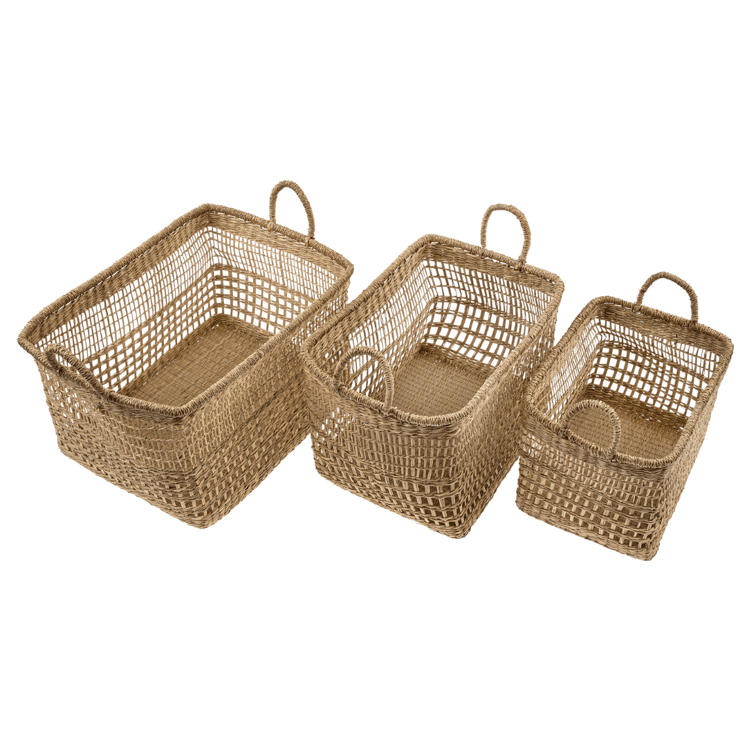 Paniers Cayman | Ensemble de 3 | En jonc de mer tressé à la main - Les Trouvailles de JustineIndaba Home