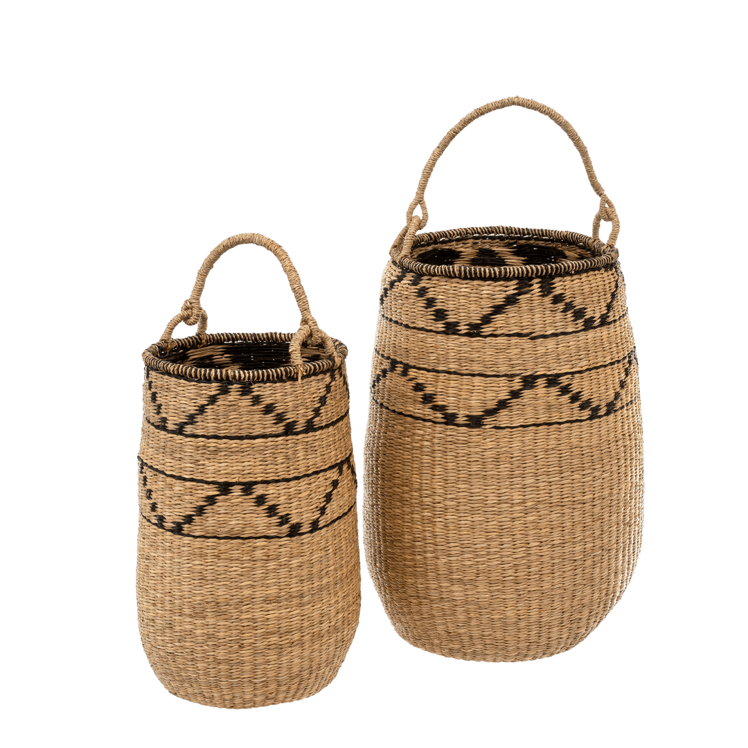 Paniers décoratifs Lanai en herbe de mer | Ensemble de 2 | Faits à la main - Les Trouvailles de JustineIndaba Home