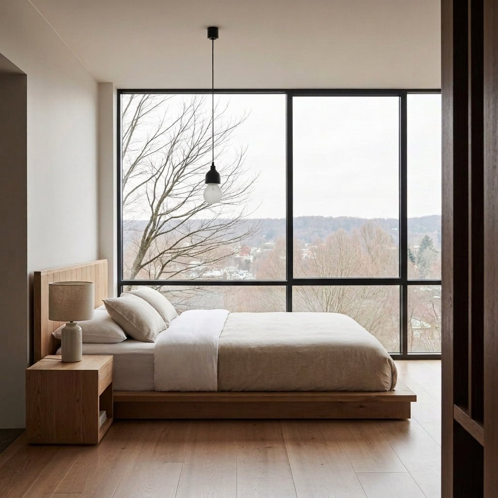 Lit Parana en bois massif avec tables de nuit | Chêne naturel | Design épuré