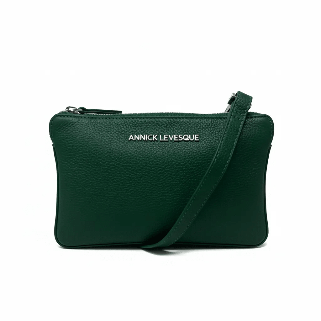 Petit sac bandoulière Annie en cuir vert foncé