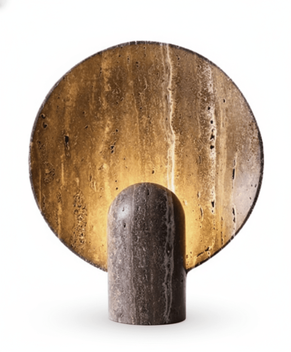 Lampe De Table En Pierre Naturelle Petra | Travertin | Fait Main | LED Intégrée