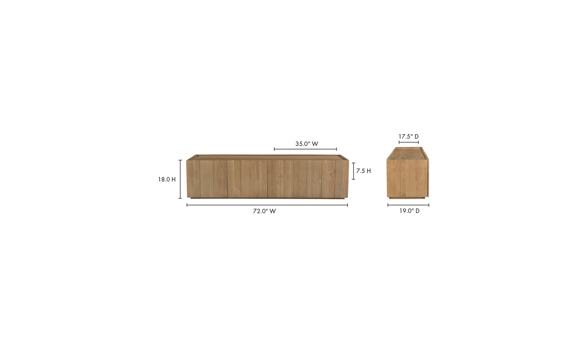 Meuble média Plank en chêne massif | Fait à la main | Rangement avec portes magnétiques