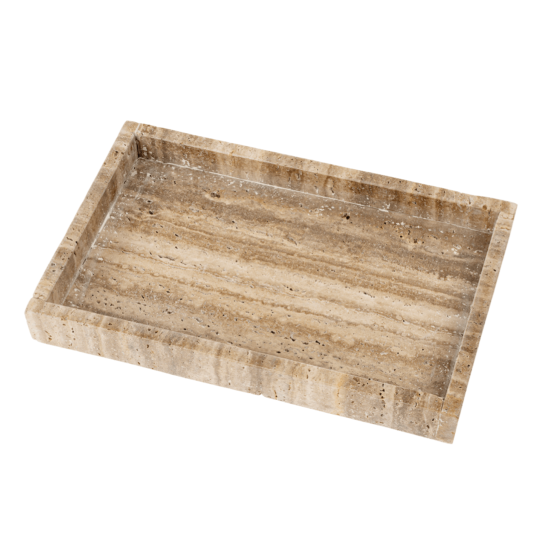 Plateau Rectangulaire en Travertin | Grand Format - Les Trouvailles de JustineIndaba Home