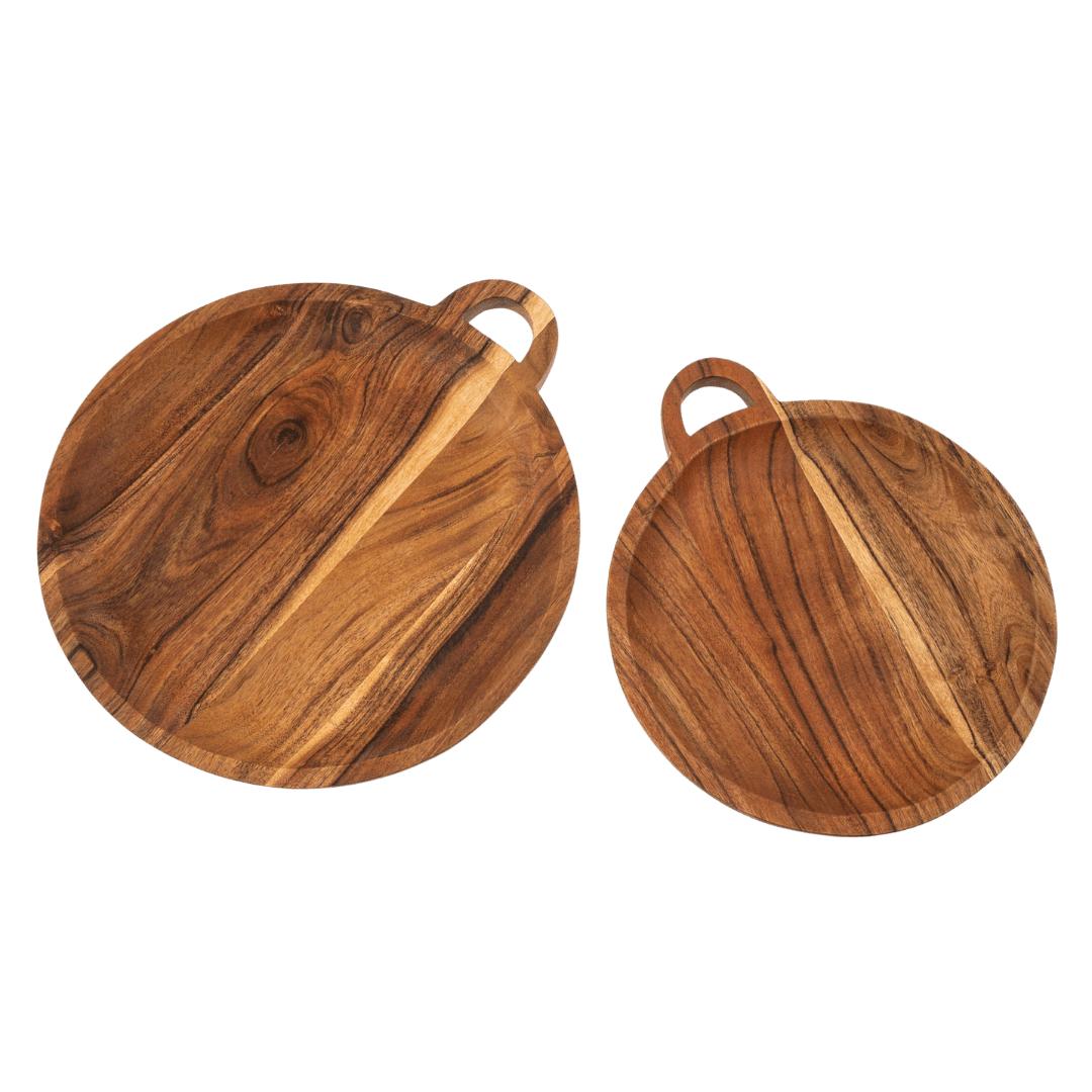 Plateaux de service Abode | Ensemble de 2 | Bois d’acacia durable - Les Trouvailles de JustineIndaba Home