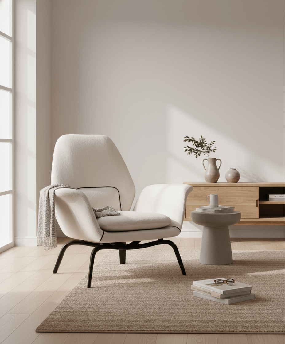 Fauteuil pivotant PM07 avec repose-pieds | Fauteuil de détente premium