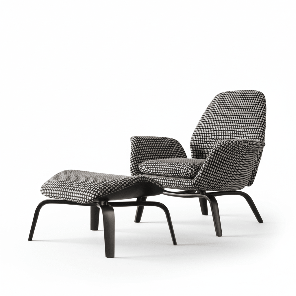 Fauteuil pivotant PM07 avec repose-pieds | Fauteuil de détente premium