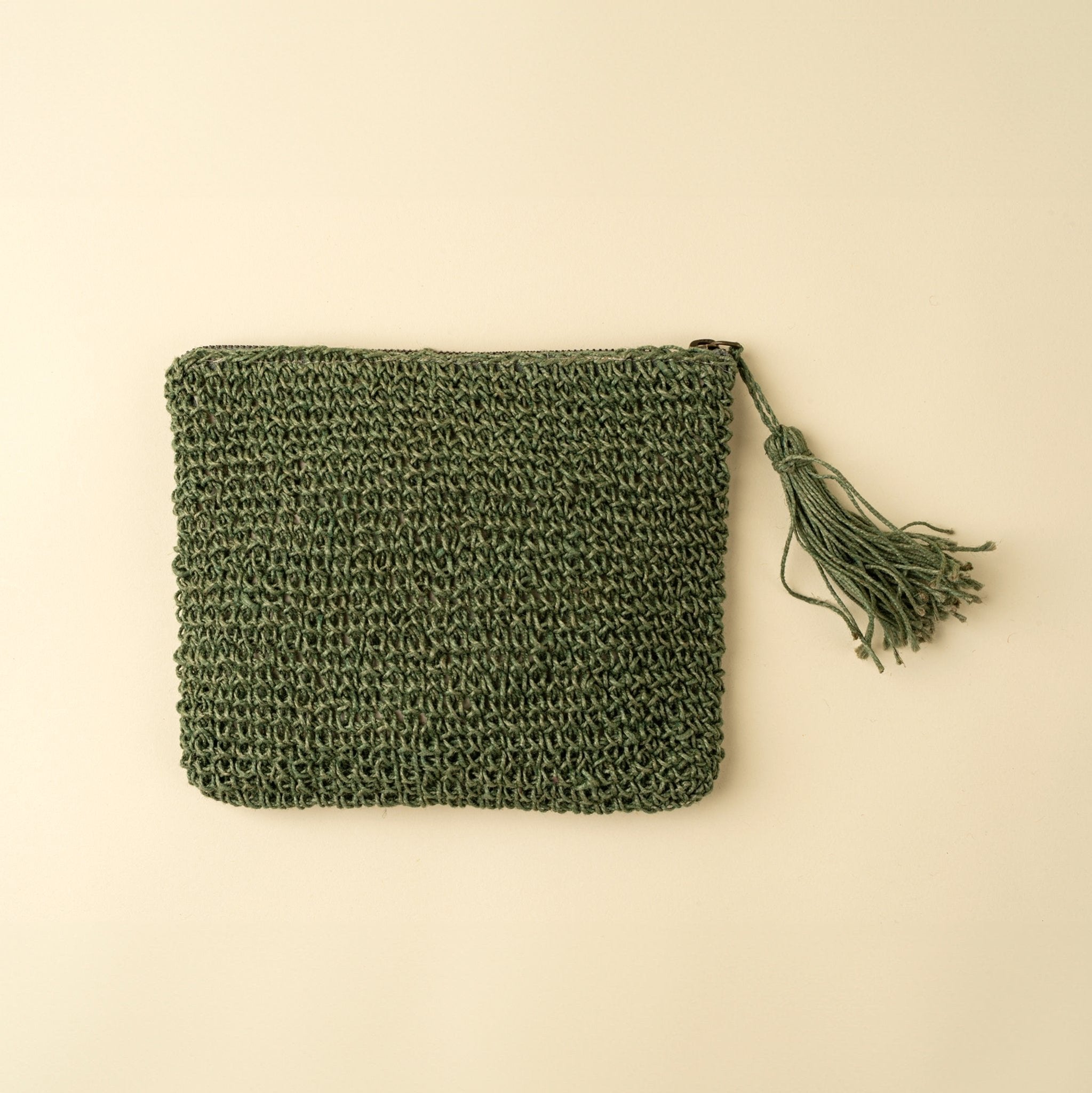 Pochette Lola tissée, Petit format | Vert | Fait à la main | Jute & coton | Indaba - Les Trouvailles de JustineIndaba Home