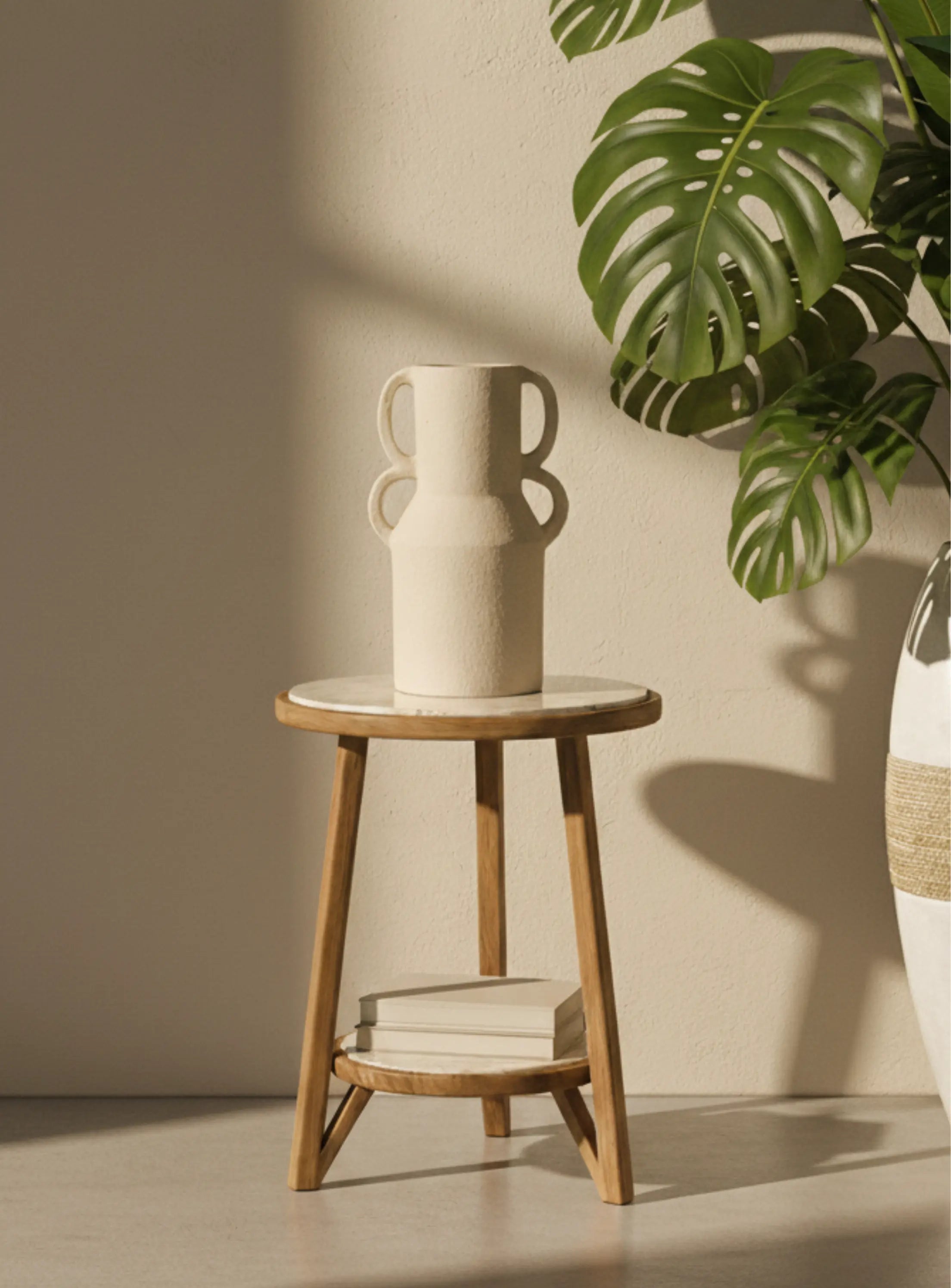 Vase Poséidon | Terracotta inspiré de la Grèce antique | Crème