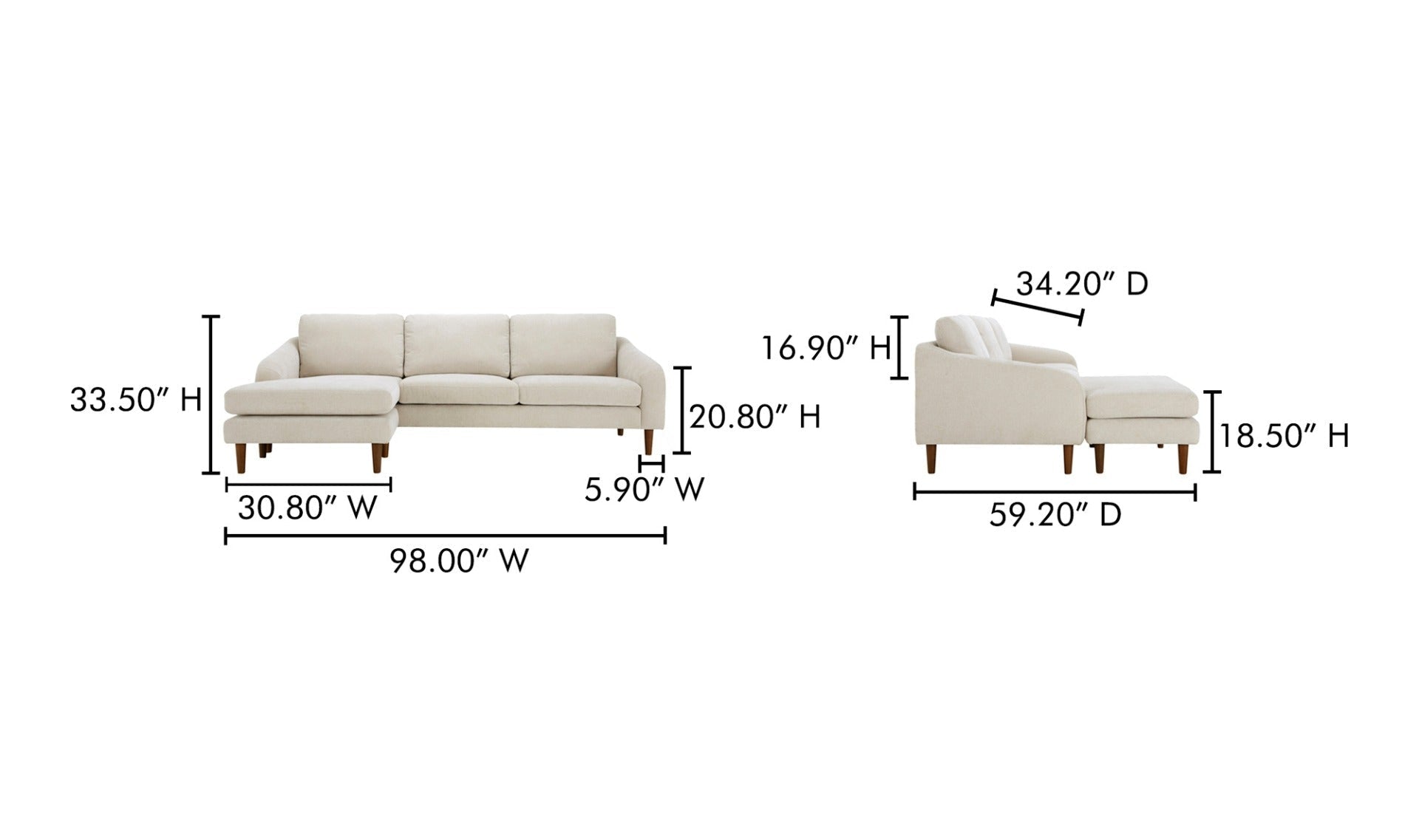 Canapé sectionnel Qarchak | Chaise longue réversible | Tissu recyclé