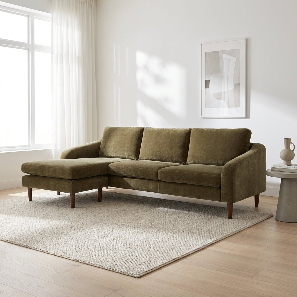 Canapé sectionnel Qarchak | Chaise longue réversible | Tissu recyclé