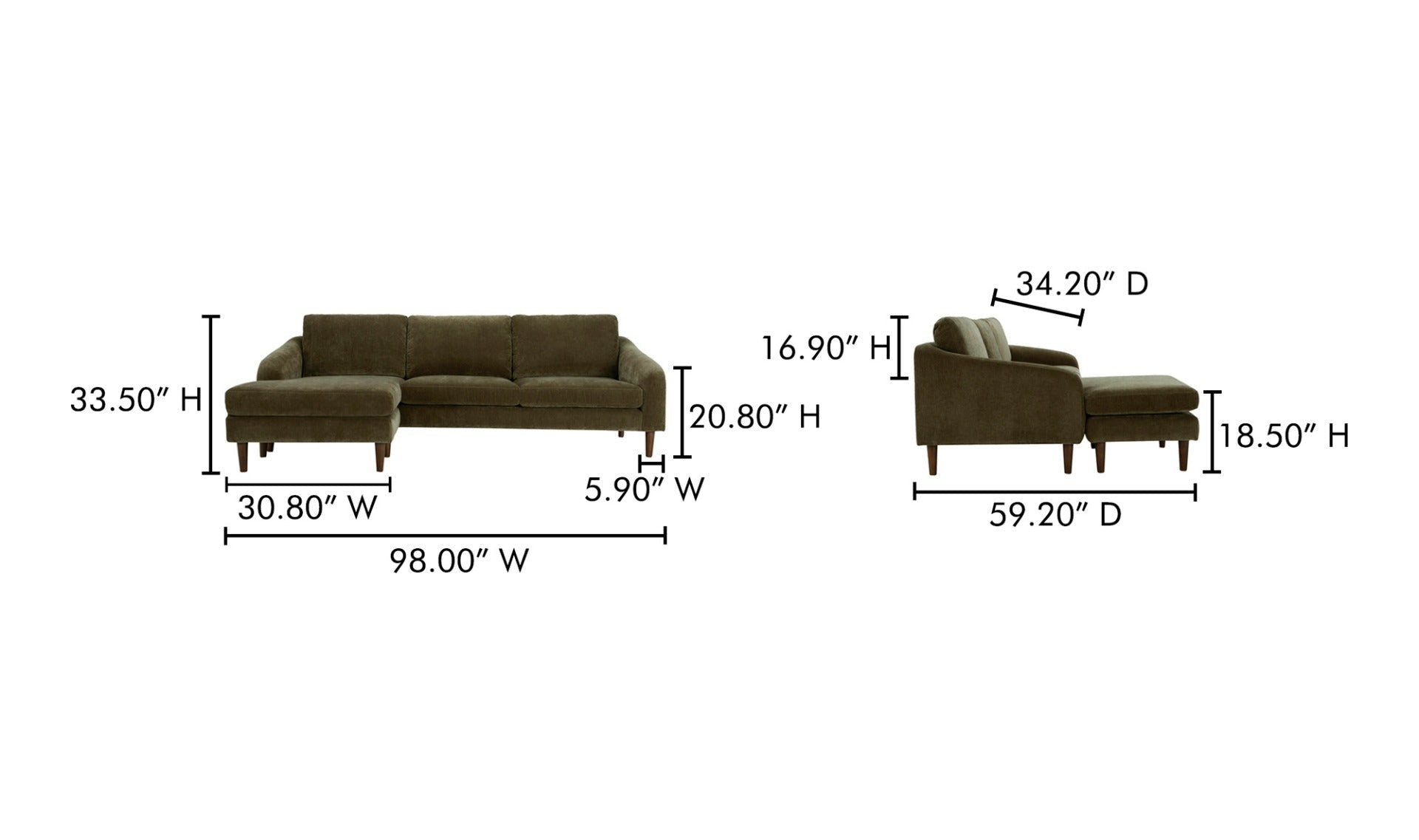 Canapé sectionnel Qarchak | Chaise longue réversible | Tissu recyclé