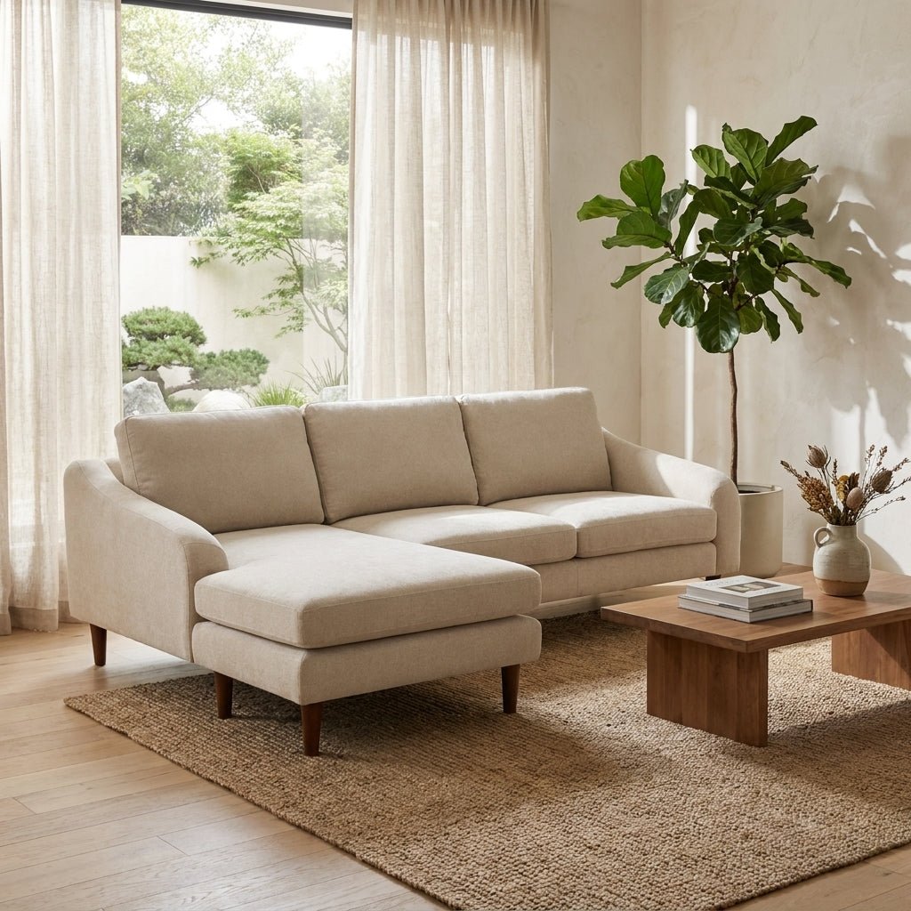 Canapé sectionnel Qarchak | Chaise longue réversible | Tissu recyclé