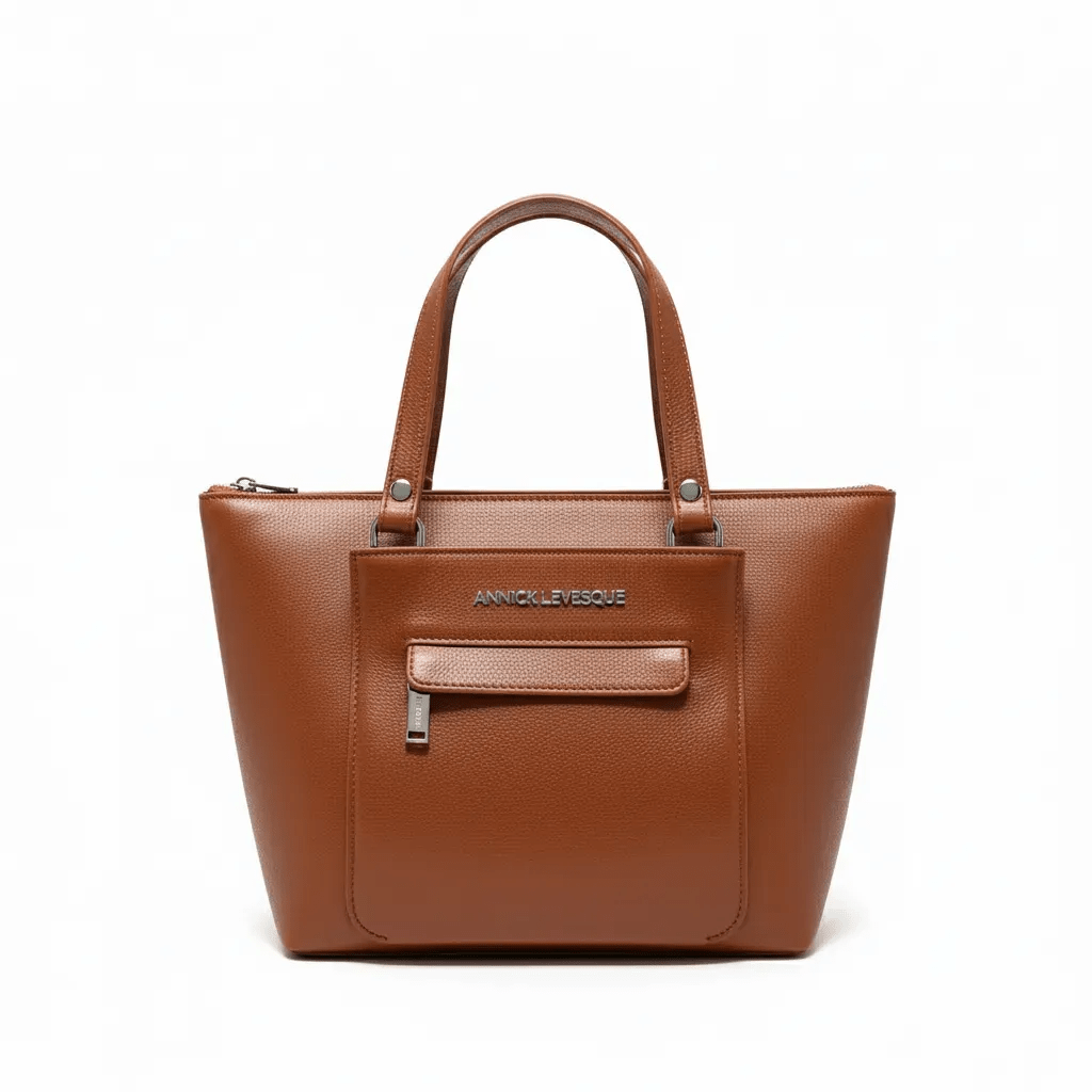 Sac à main Lina en cuir véritable cognac pour femme
