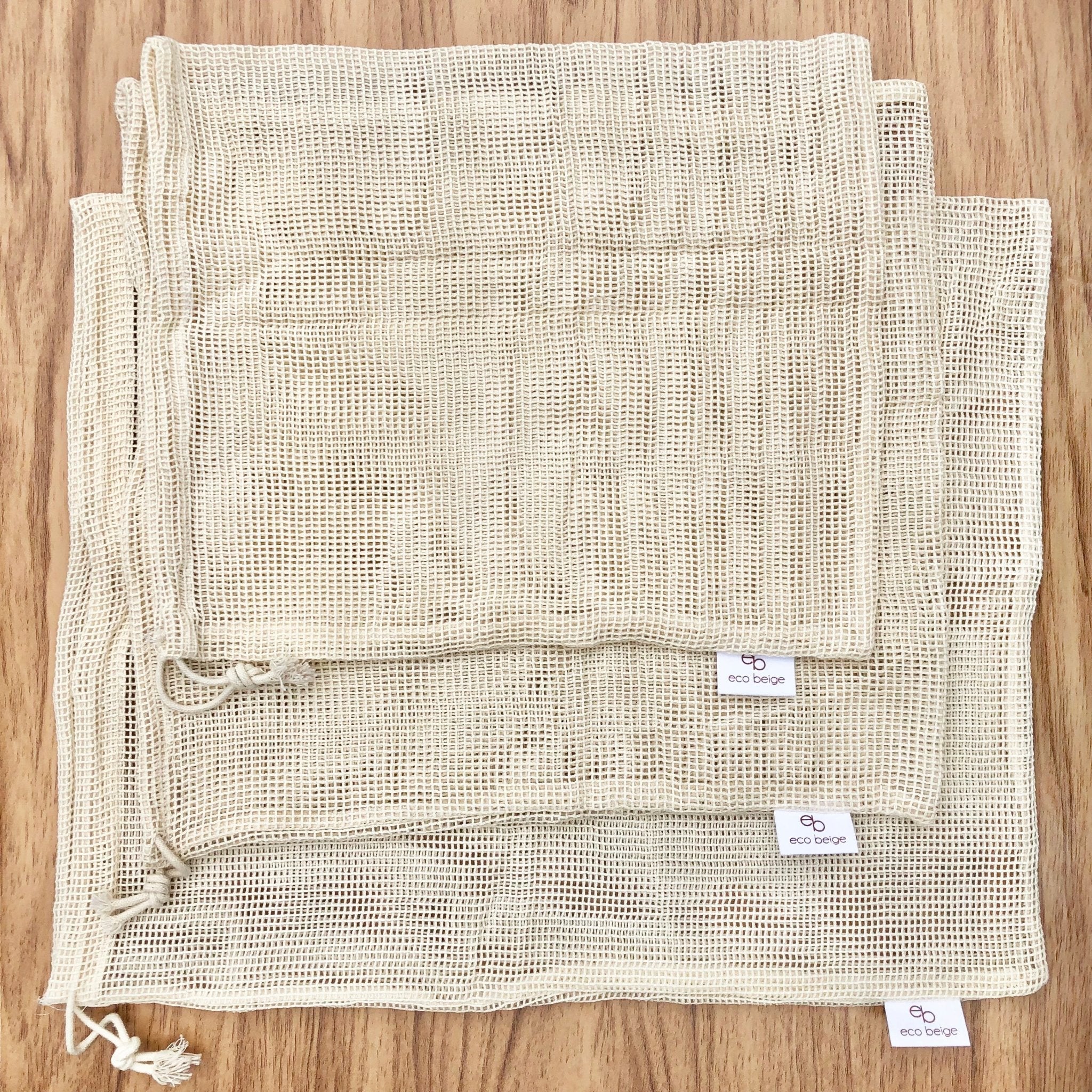Sacs à fruits et légumes en coton réutilisables | Ensemble de 3 - Les Trouvailles de JustineReusable BagsEco Beige