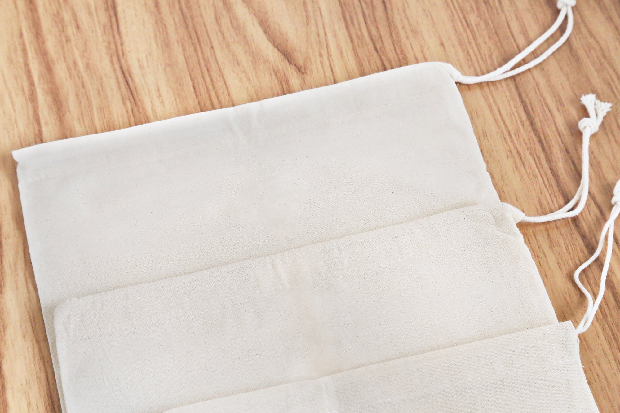 Sacs alimentaires en coton pour vrac réutilisables | Ensemble de 3 - Les Trouvailles de JustineReusable BagsEco Beige
