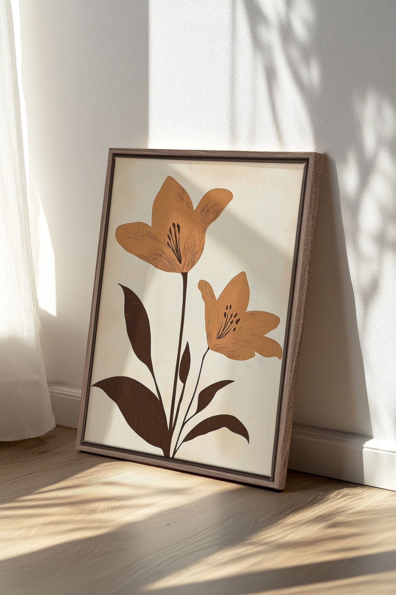 SEPIA FLOWERS, Oeuvre sur toile étirée - Les Trouvailles de JustinecanvasOleka Canvas12x16Bois Oak