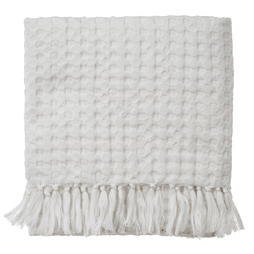 Serviette de Bain en Coton Nid d’Abeille Blanche | Douceur & Élégance Naturelle - Les Trouvailles de JustineIndaba Home