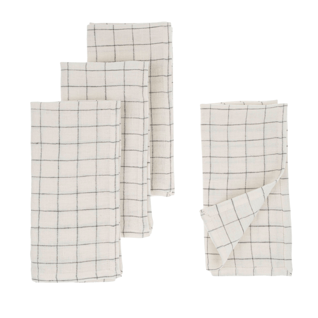 Serviettes de Table en Lin à Carreaux | Ensemble de 4 | Gris - Les Trouvailles de JustineIndaba Home