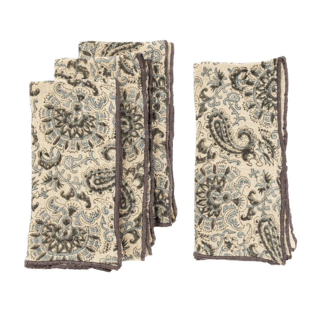 Serviettes de table Marin fait à la main | Ensemble de 4 | Coton biologique - Les Trouvailles de JustineIndaba Home