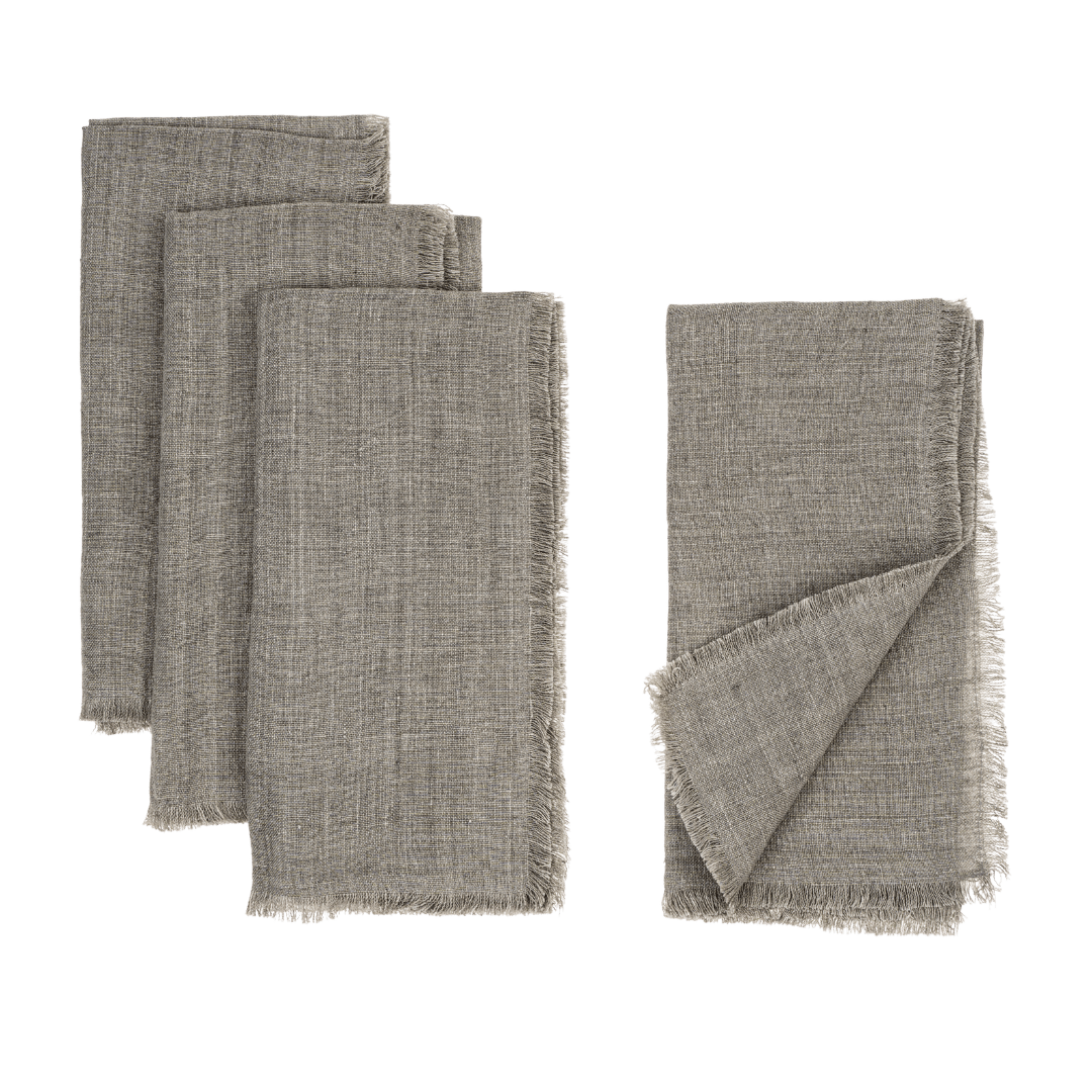 Serviettes Lina en Lin Belge | Ensemble de 4 | Gris Chaleureux - Les Trouvailles de JustineIndaba Home