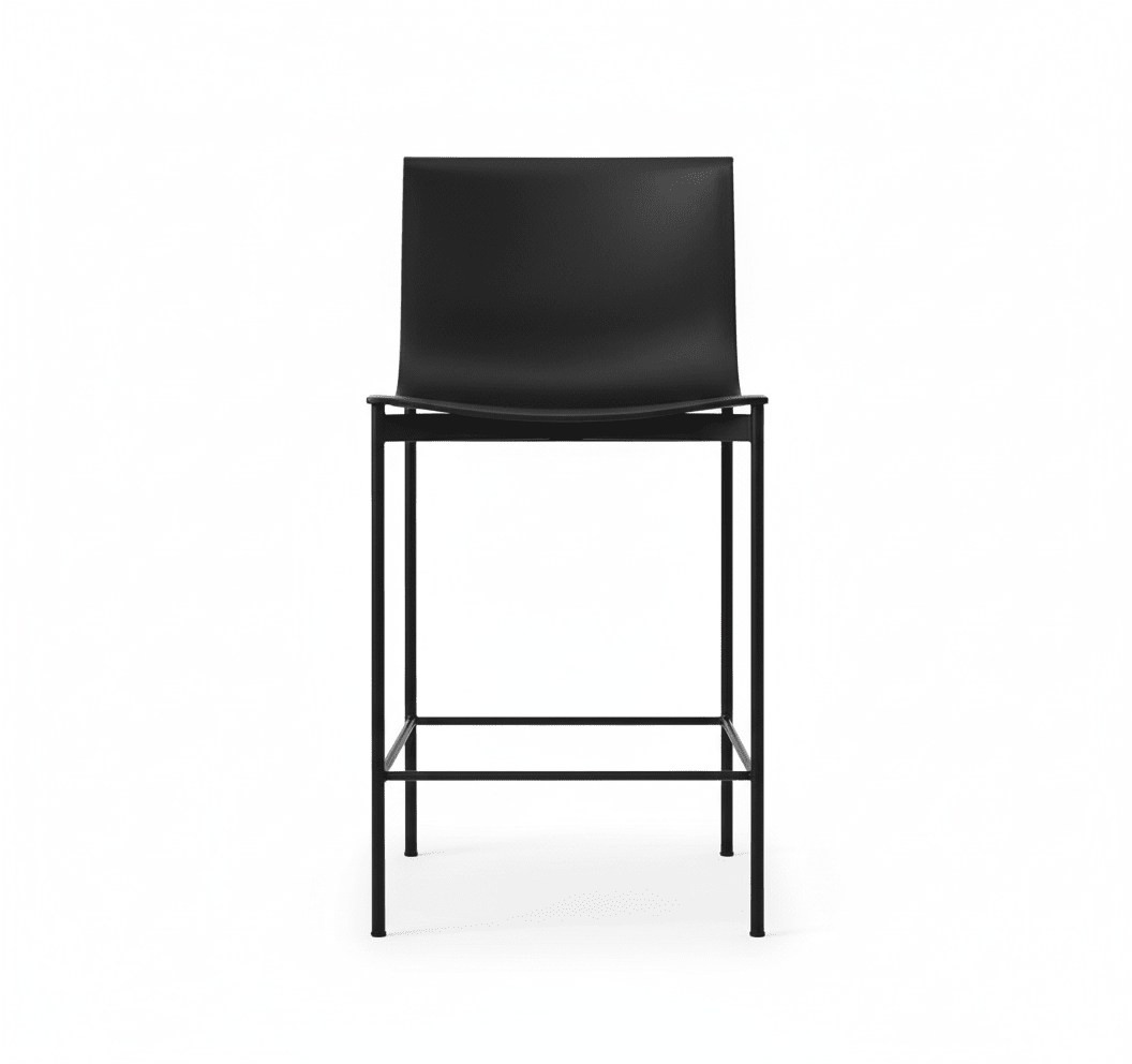 Ensemble de 2 tabourets de bar Alto à dossier haut en cuir véritable | Fait à la main