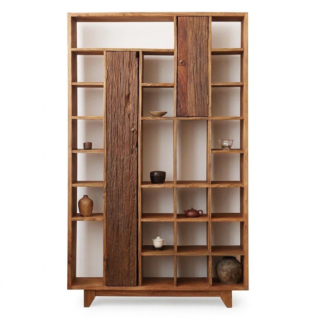 Bibliothèque Sigulda | Orme ancien récupéré | Bois vieilli | Fabrication artisanale