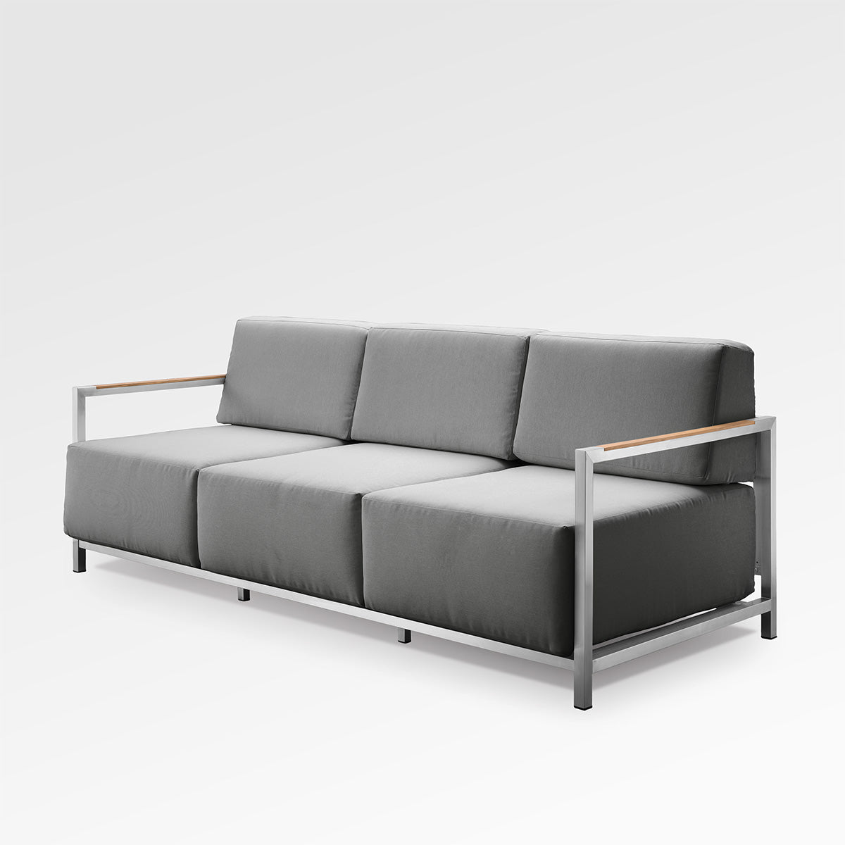 Sofa Acacia Lux | Acier inoxydable et teck | Coussins Sunbrella® - Les Trouvailles de JustinesofasEncloverOuiGris ardoise