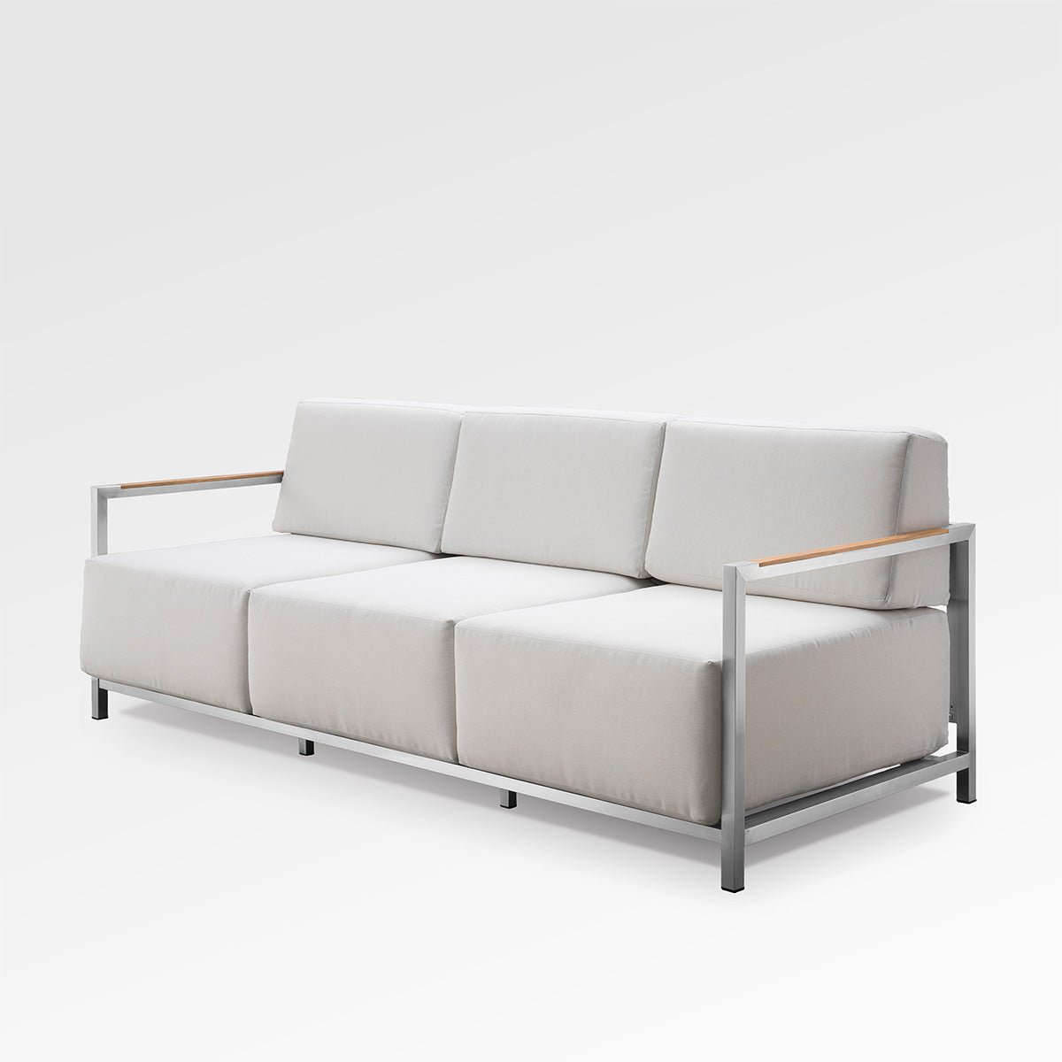 Sofa Acacia Lux | Acier inoxydable et teck | Coussins Sunbrella® - Les Trouvailles de JustinesofasEncloverOuiGris argenté