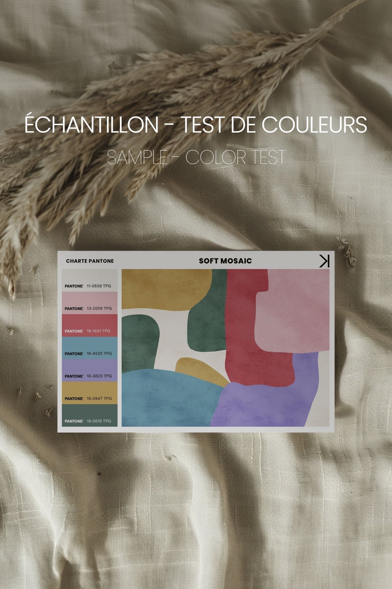 SOFT MOSAIC, Oeuvre sur toile étirée - Les Trouvailles de JustinecanvasOleka CanvasÉchantillon - Test de couleursSans Cadre - Monté Galerie