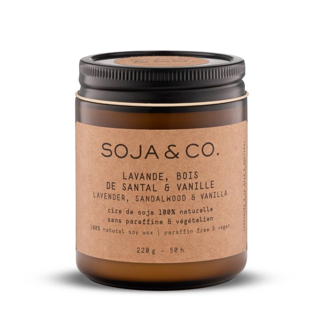 Bougie lavande, bois de santal et vanille SOJA&CO