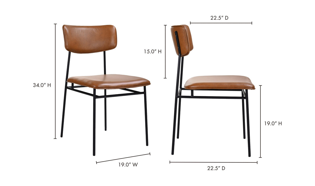 Chaises de salle à manger Sutton | Cuir pleine fleur brun | Lot de 2