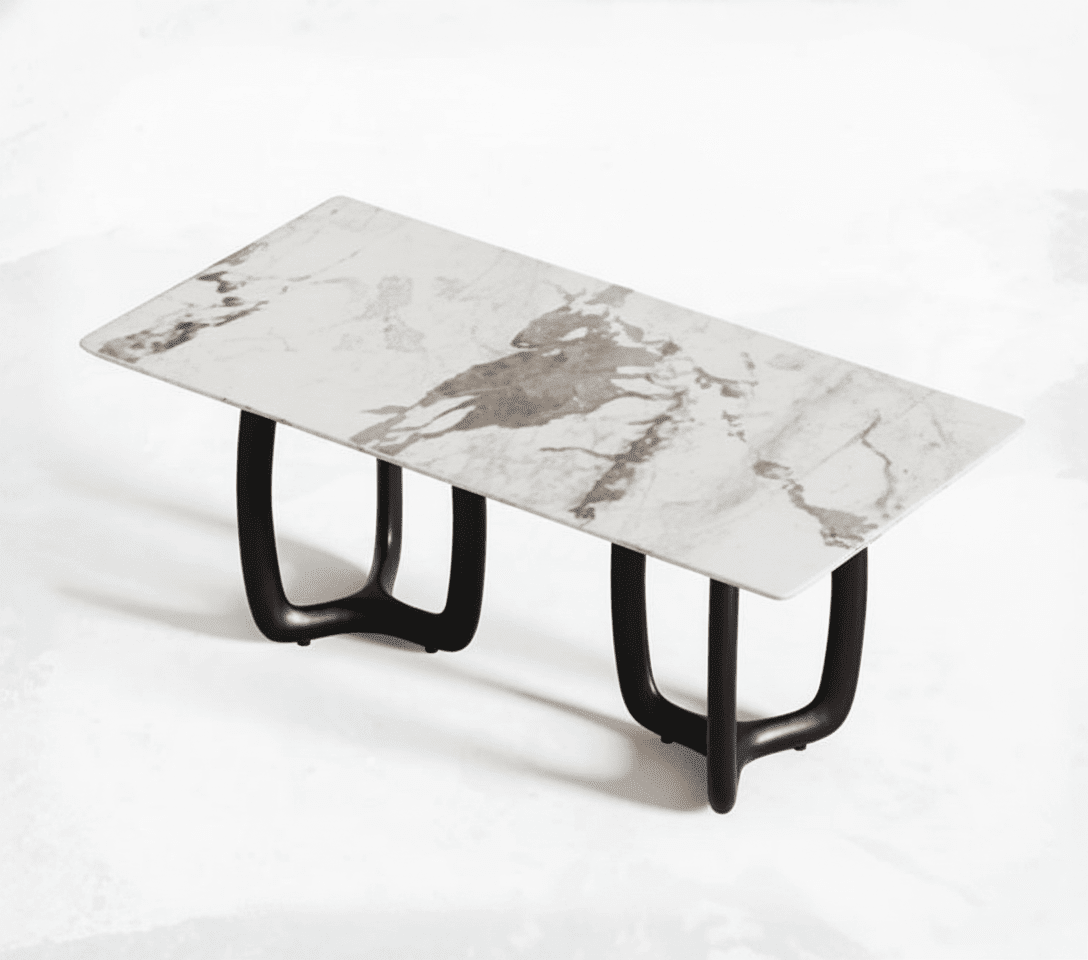 Table à manger en frêne noir fumé | Pierre frittée haut de gamme - Les Trouvailles de Justinedining tableAltera