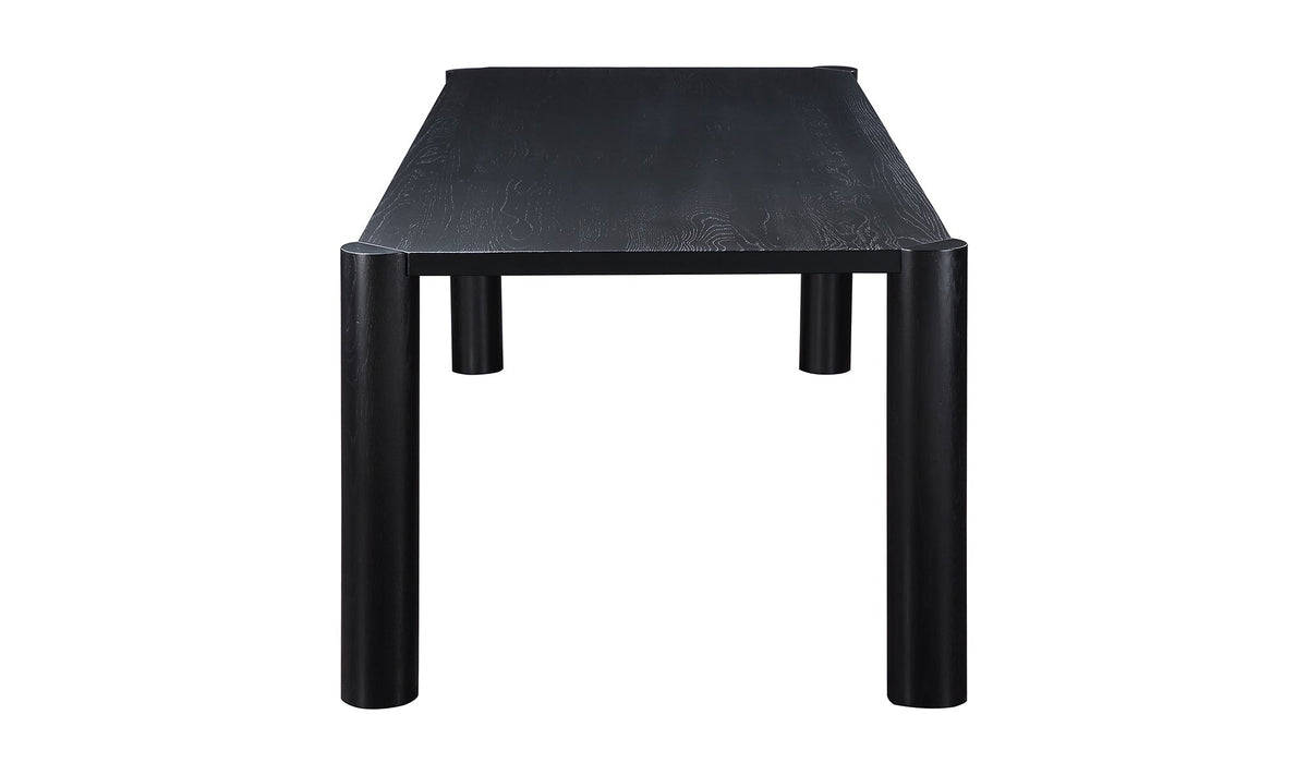 Table à manger noire vue de dessus, piètement cylindrique