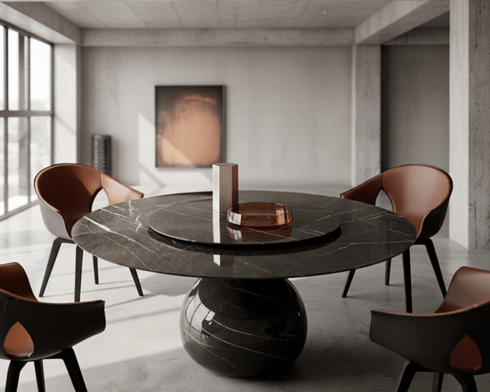 Table à manger ronde Solaris en marbre avec plateau tournant | Design moderne et luxueux - Les Trouvailles de Justinedining tableAltera