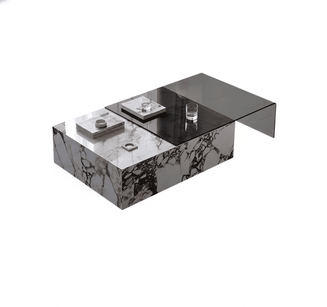 Table basse architecturale | Pierre frittée haute densité & Verre trempé fumé - Les Trouvailles de JustineCoffee TableAltera