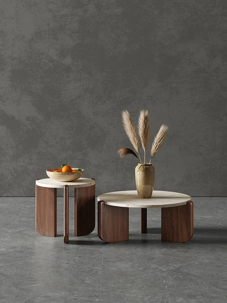 Table basse Goto | Marbre et bois de chêne - Les Trouvailles de JustineNisu Home50cmChêne
