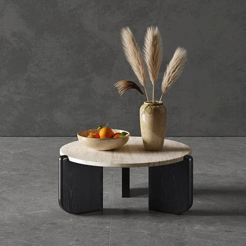 Table basse Goto | Marbre et bois de chêne - Les Trouvailles de JustineNisu Home50cmNoir