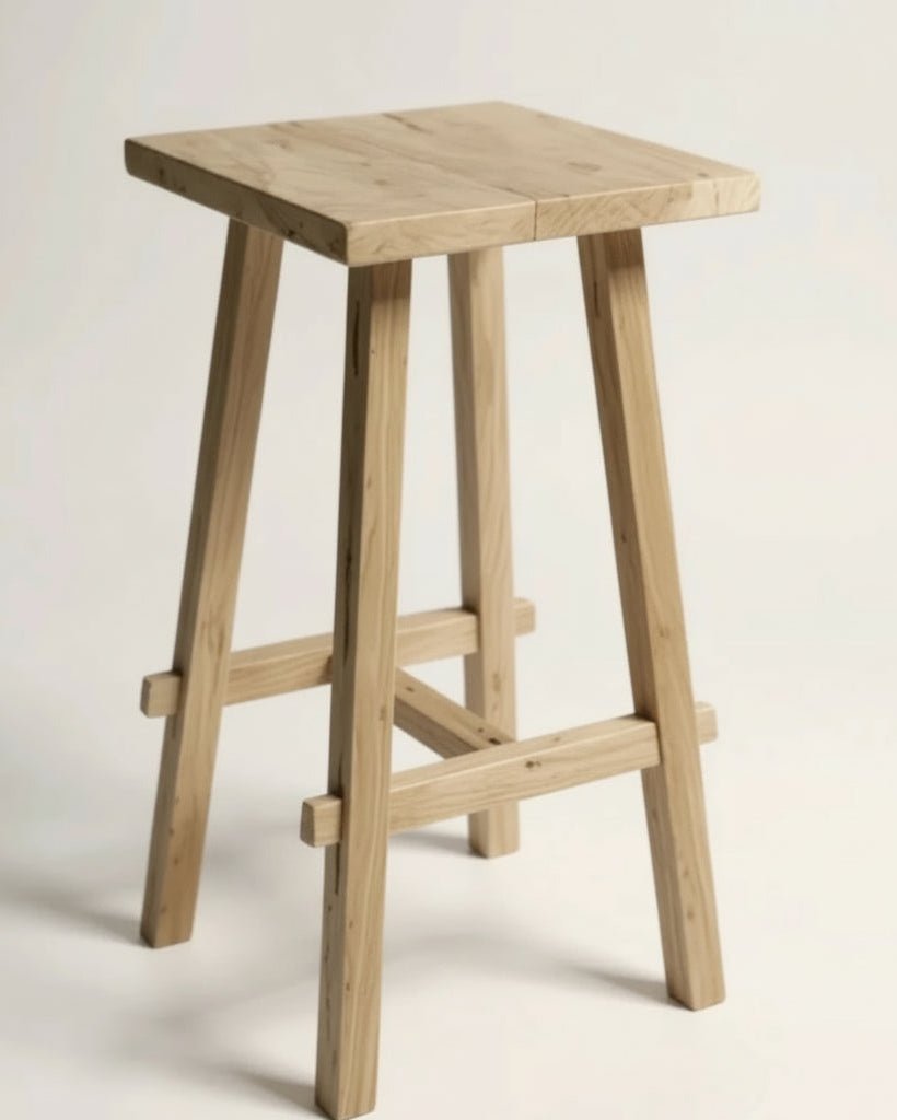 Tabouret de comptoir Artisan en teck recyclé | Fait à la main - Les Trouvailles de JustineTabourets et chaises de barCRUSOË