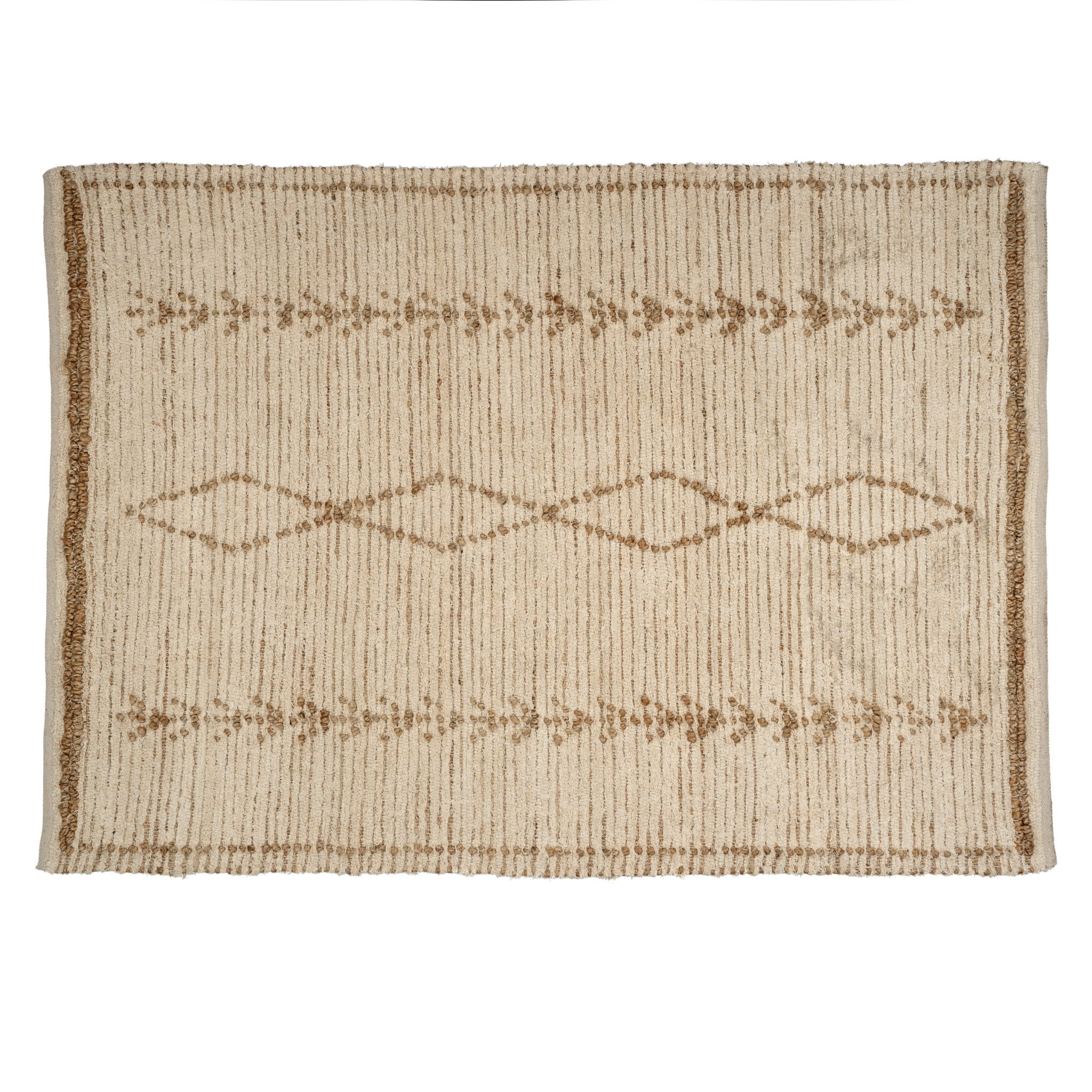 Tapis Andes | 152 × 213 cm | Tissé à la main avec détails en jute naturel - Les Trouvailles de JustineIndaba Home