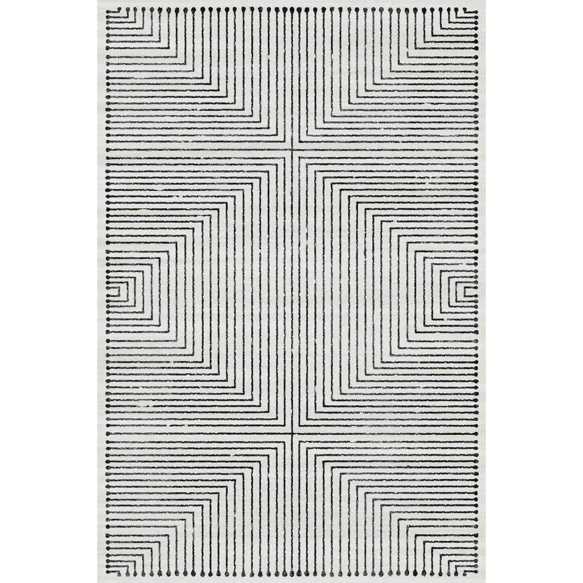 Tapis Bond noir & ivoire | Design moderne minimaliste - Les Trouvailles de JustinerugsartiplantoMachine Washable6'x9'