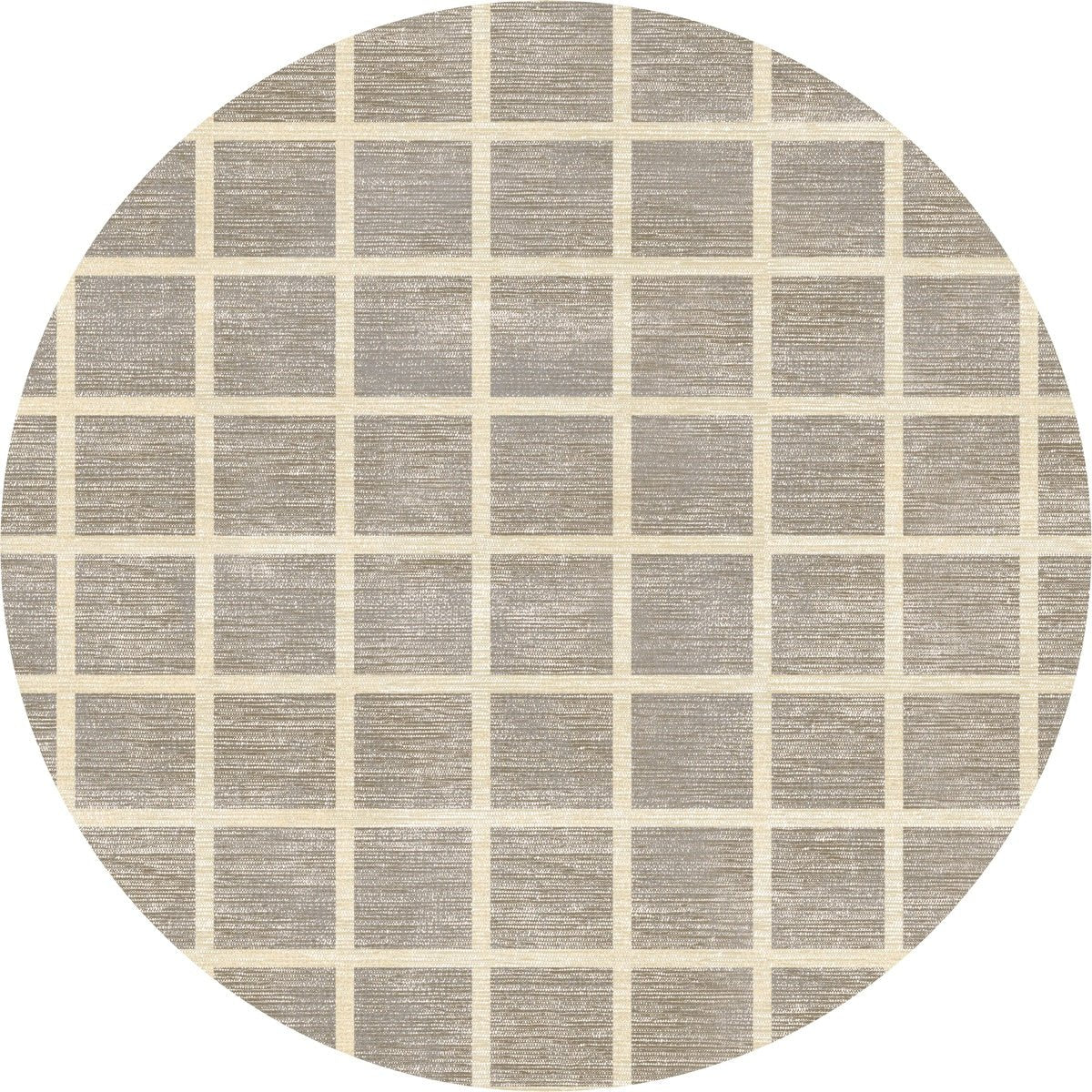 Tapis Caper beige naturel | Motif à carreaux moderne - Les Trouvailles de JustinerugsartiplantoMachine Washable5’ Round