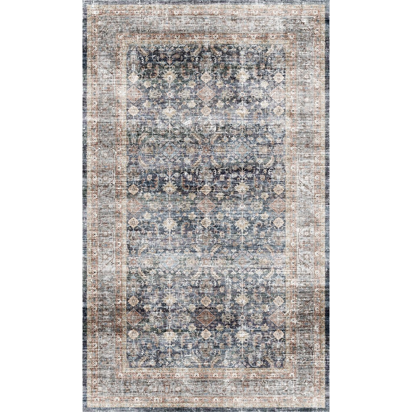 Tapis Davina – Bleu Marine Lagoon - Les Trouvailles de JustinerugsartiplantoMachine Washable3’x5’