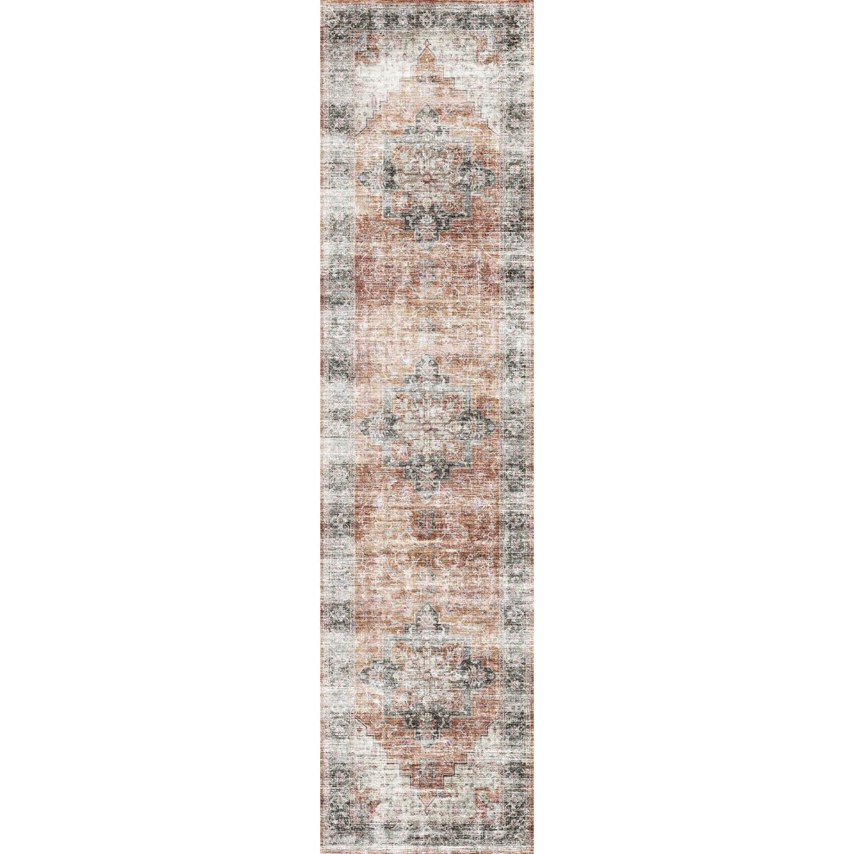 Tapis Echo – Orange Brûlé, Noir & Rose - Les Trouvailles de JustinerugsartiplantoMachine Washable2.5’x10’