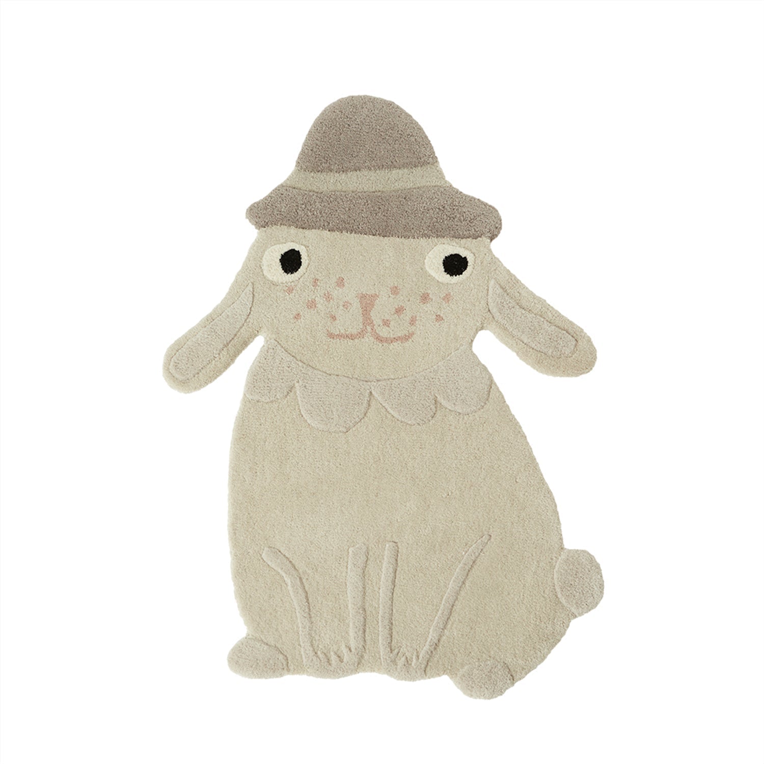 Tapis Hopsi Lapin offwhite en laine et coton avec effet 3D par OYOY MINI