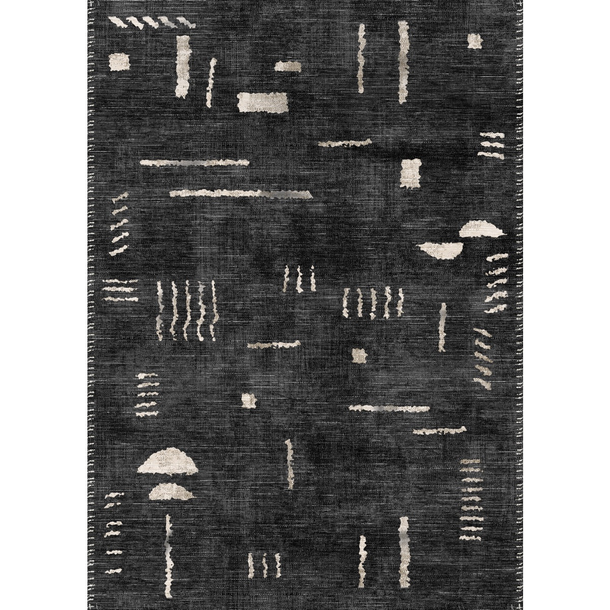 Tapis Jama Noir & Ivoire | Design Scandinave Moderne - Les Trouvailles de JustinerugsartiplantoMachine Washable5'x7'